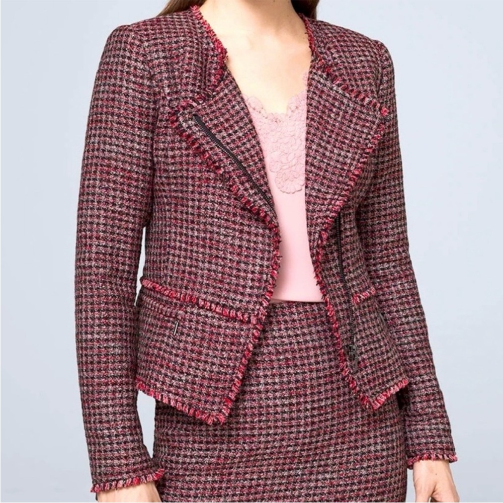 White House Black Market Pink & Black Tweed Blazer